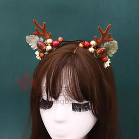 圣诞节日森系精灵小鹿角发箍头饰发光花环发卡儿童少女甜美发饰品